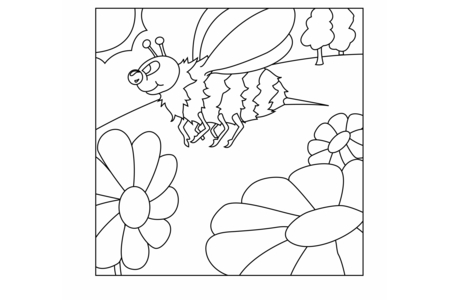 Coloriage Fleurs et abeille 02 – 10doigts.fr